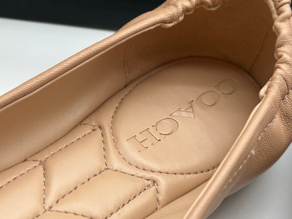 Coach Nude Black Leather Ballet Shoes
