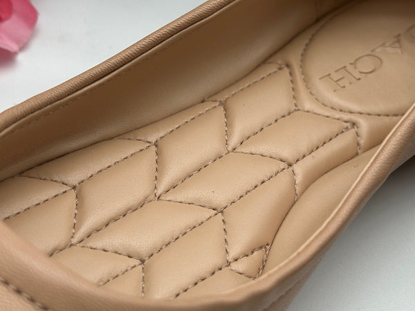 Coach Nude Black Leather Ballet Shoes