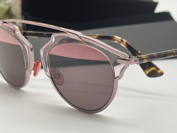 Authentic CHRISTIAN DIOR Pink Blonde/Havana Brown Acetate So Real Brow Bar Sunglasses