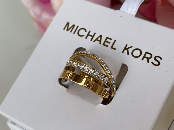 Authentic Michael Kors Criss Cross Crystal Ring