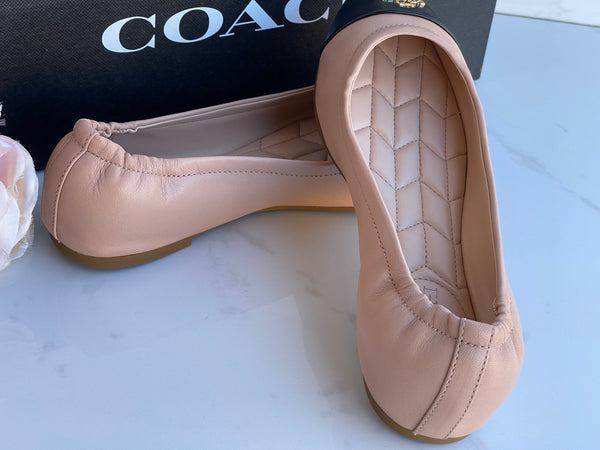 Authentic Coach Nude Black Leather Ballet Shoes