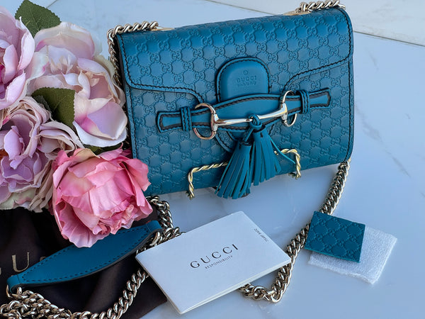 Authentic GUCCI Emily Mini Micro GUCCISSIMA Chain Leather Shoulder Bag