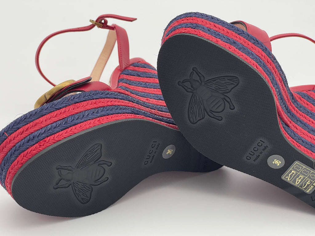 Authentic GUCCI Marmont Double G Leather Espadrille Platform Sandals –  Ximena's Luxe Couture
