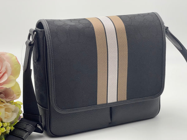 Authentic Coach Unisex Messenger Bag In Signature Jacquard With Stripe