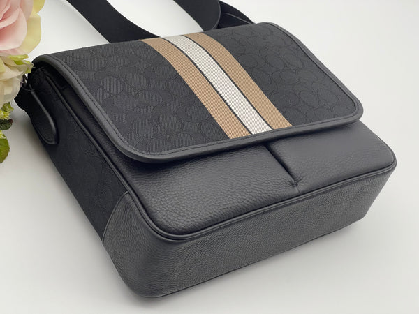 Authentic Coach Unisex Messenger Bag In Signature Jacquard With Stripe