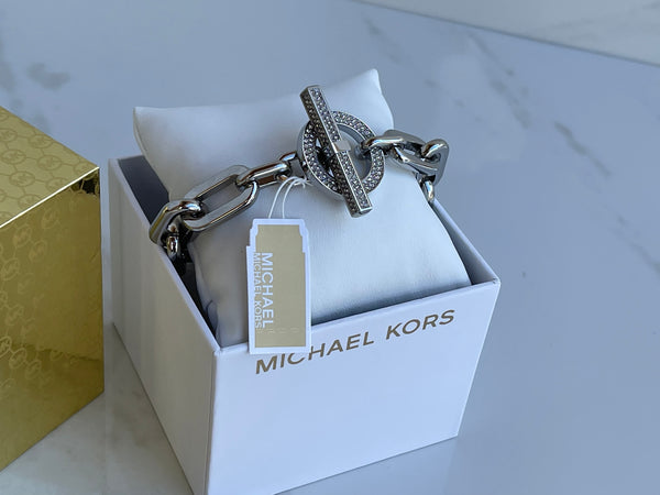 Authentic Michael Kors Silver Tone Toggle Bracelet
