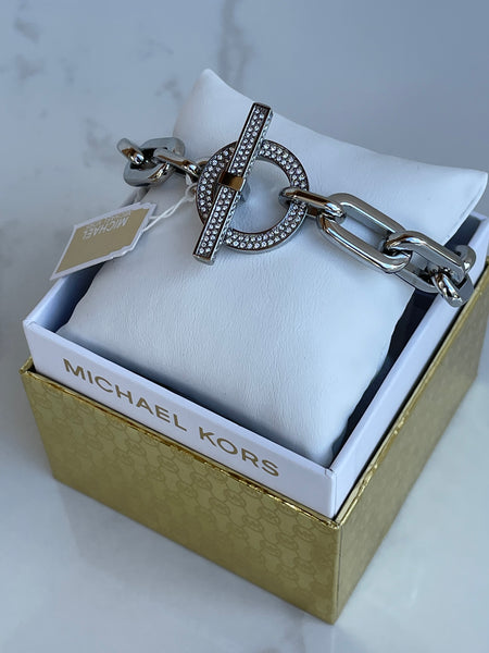 Authentic Michael Kors Silver Tone Toggle Bracelet