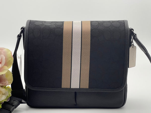 Authentic Coach Unisex Messenger Bag In Signature Jacquard With Stripe