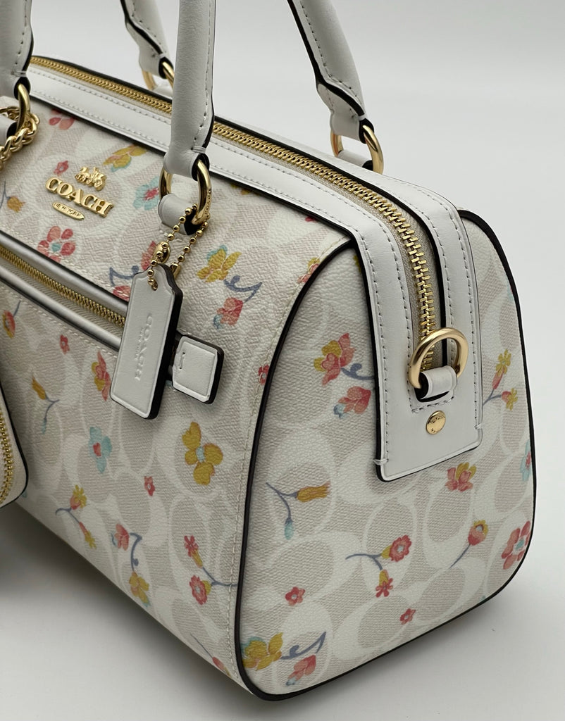 Authentic Coach Satchel In Signature Canvas With Mystical Floral