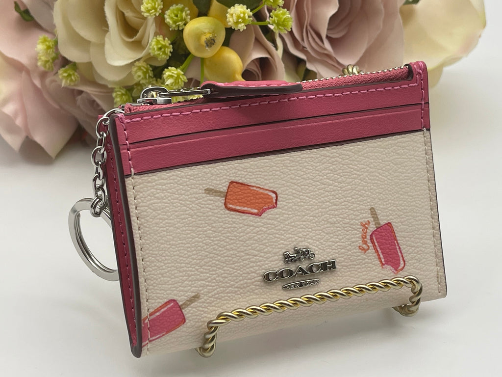 NWT Pink Coach Mini Skinny Id Case with Key Ring - Style No. 88250