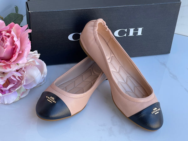 Authentic Coach Nude Black Leather Ballet Shoes