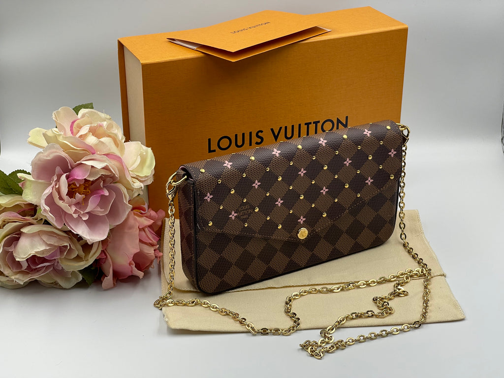 Louis Vuitton Felicie Pochette in Damier Ebene Studs, Luxury, Bags