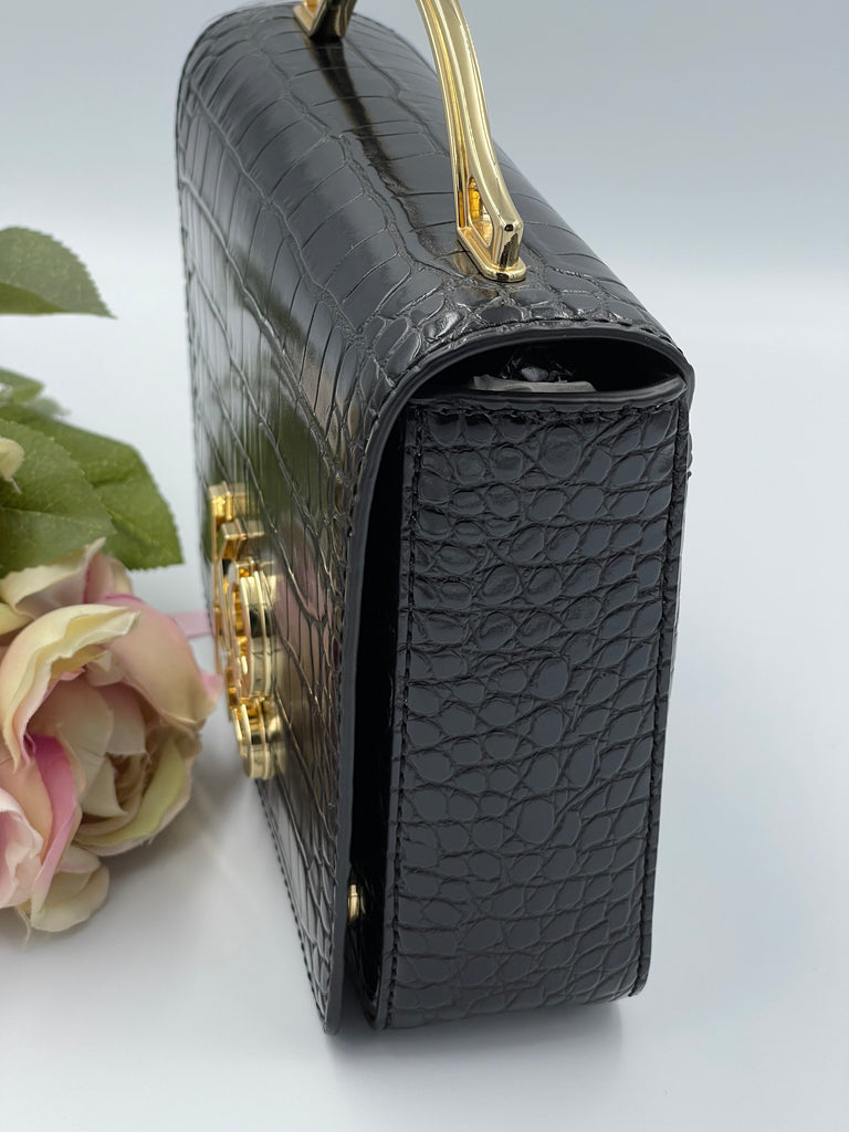 Small Crocodile Embossed Convertible Crossbody Bag