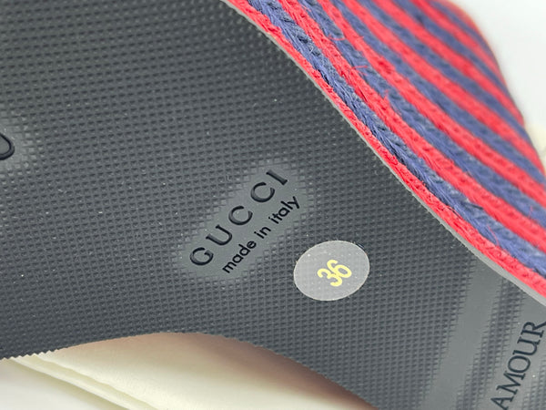 Authentic GUCCI Marmont Double G Leather Espadrille Platform Sandals