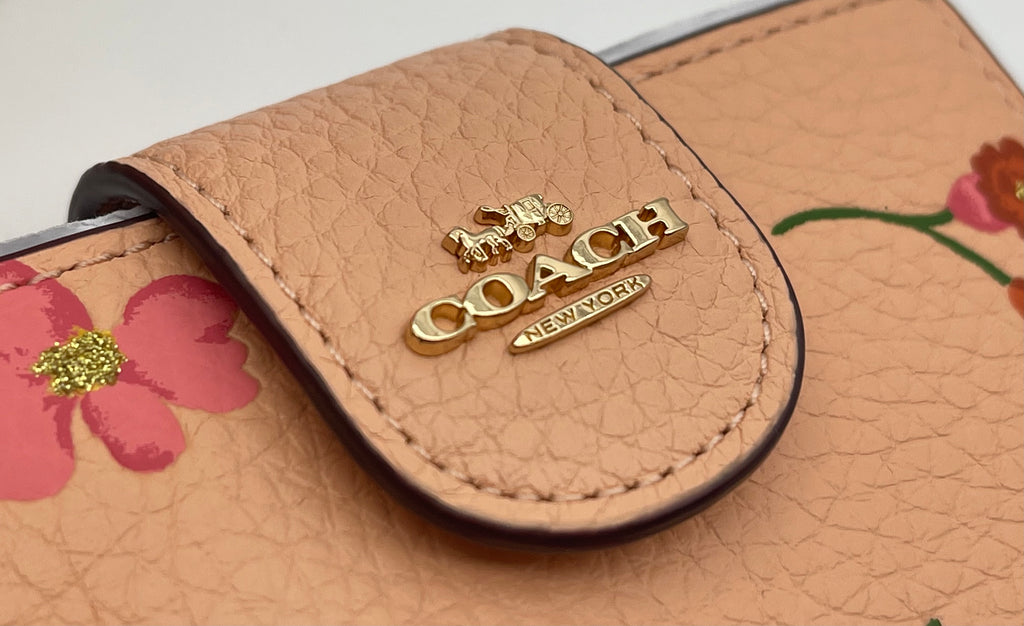 *Coach*(CH648)~Accordion Card Case W/Floral Cluster Print Leather IM/Chalk  Multi