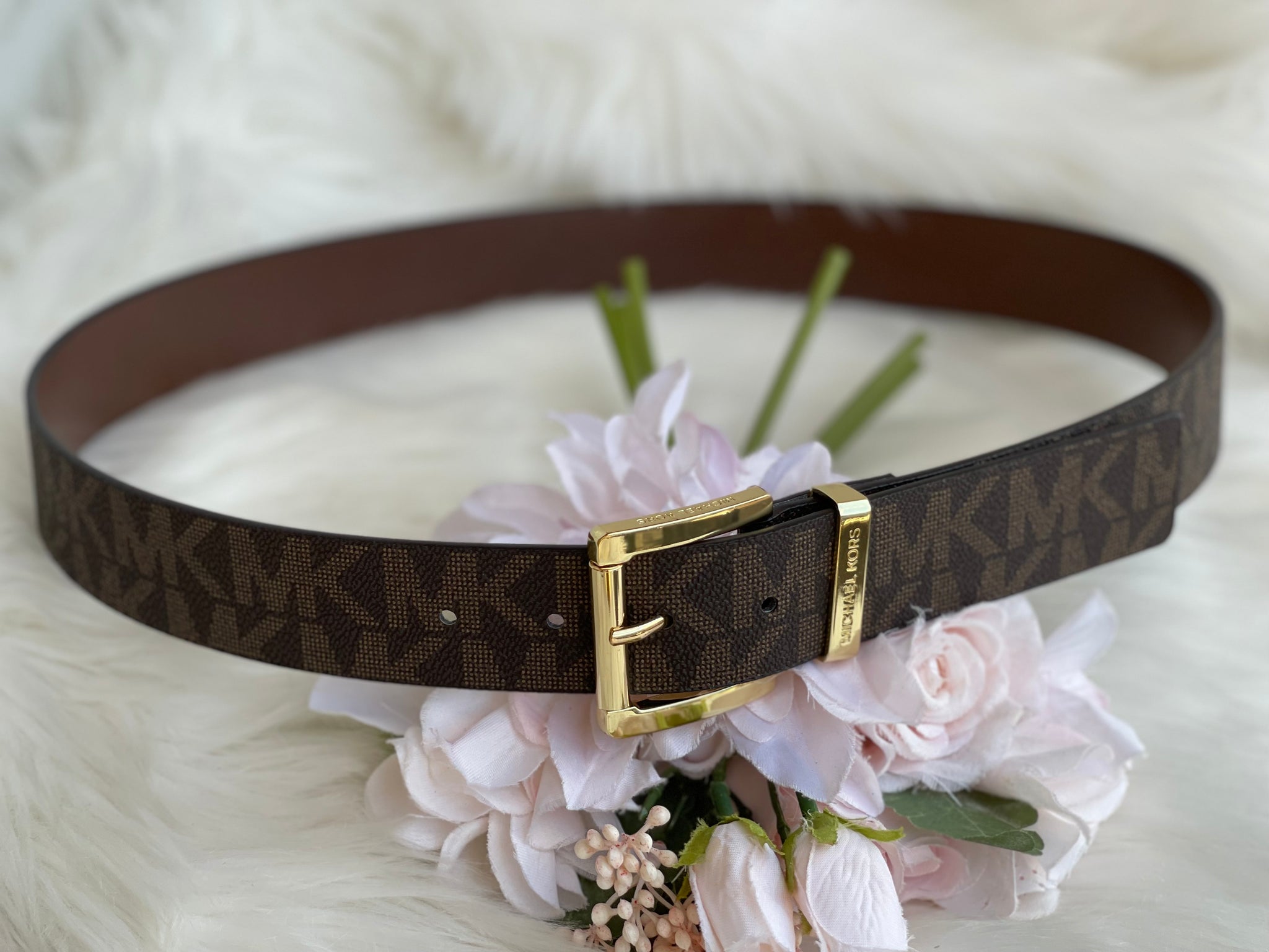 Authentic Michael Kors Women's Chocolate Brown Logo Belt