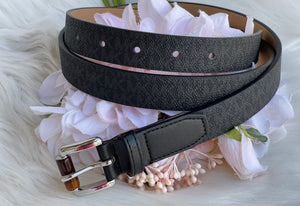 Authentic Michael Kors Women's Thin Black Logo Belt