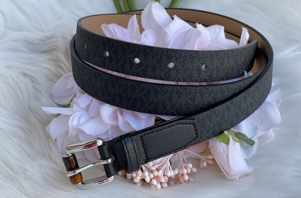 Authentic Michael Kors Women's Thin Black Logo Belt