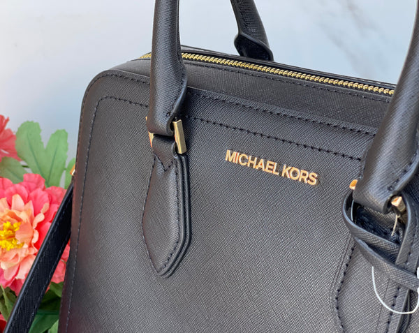 Authentic MICHAEL KORS Large Black Saffiano Leather Satchel Bag