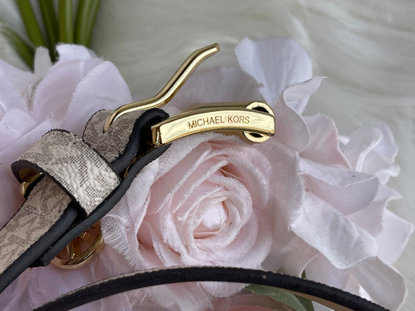 Authentic Michael Kors Women's Vanilla Faux Leather Belt