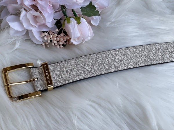 Authentic Michael Kors Women's Vanilla Faux Leather Belt