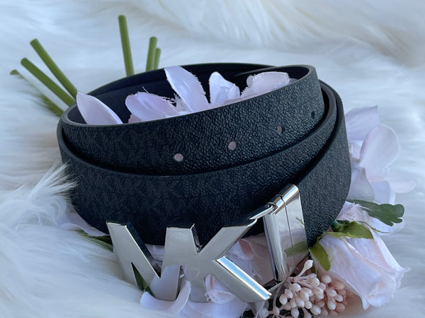 Authentic Michael Kors Women's Black Logo Twist Reversible Belt